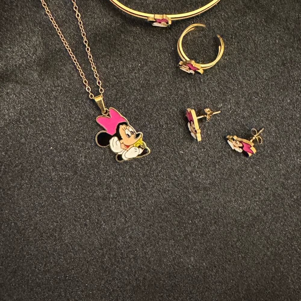 Charming Minnie Mouse Pink and Gold Jewelry Set